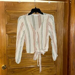 O'Neill Multicolor Striped Tie-Front Blouse